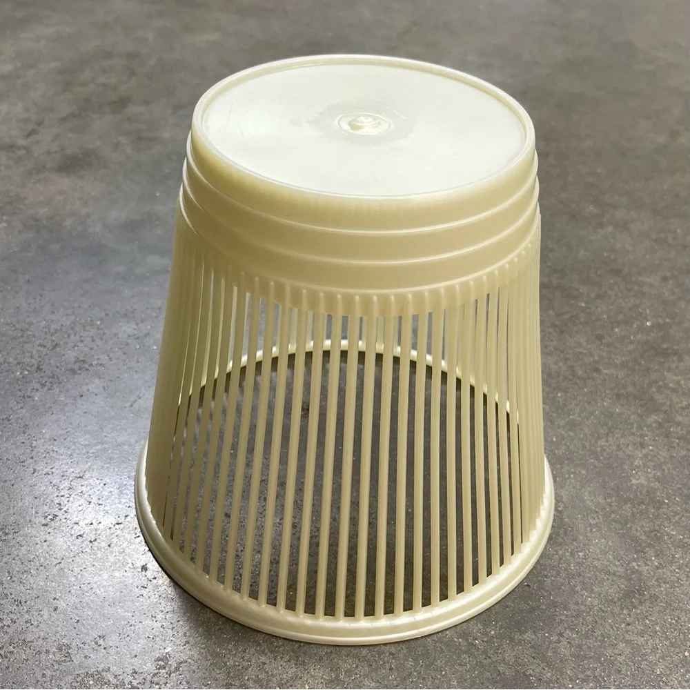 Vintage Mid Century Slatted Plastic Waste Basket Decor Trash Can Bin